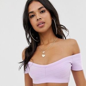 ASOS DESIGN wrap bardot bandage bikini top